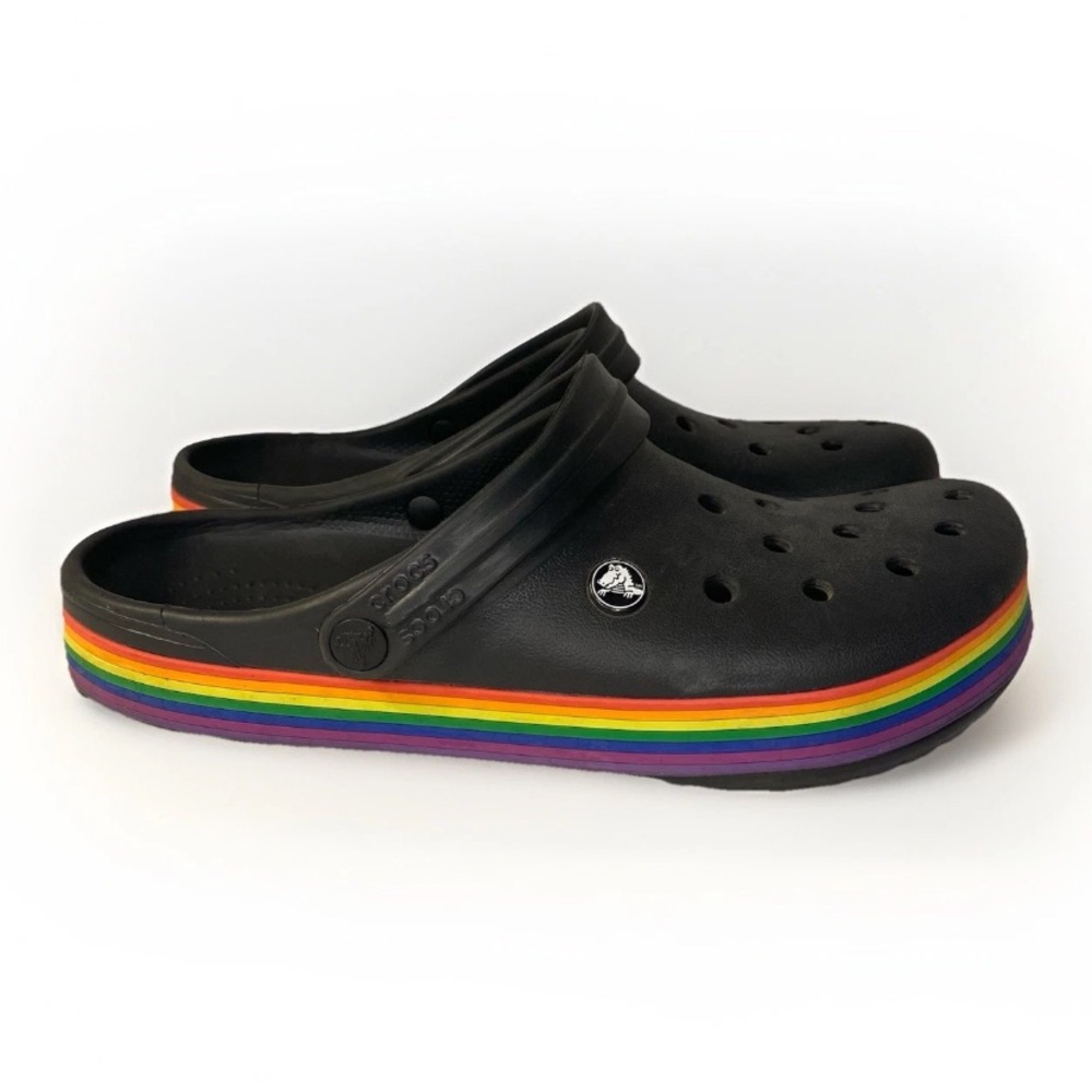 Crocs Crocband Clogs Black Rainbow Men’s 9 Women’s 11 Comfortable Shoes Slides